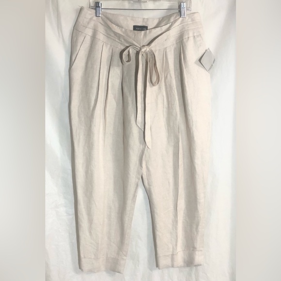 Focus 2000 Linen Pants Sz 14 Belted pocket Tapered Resort Beach Casual NEW Wtag - Picture 1 of 12